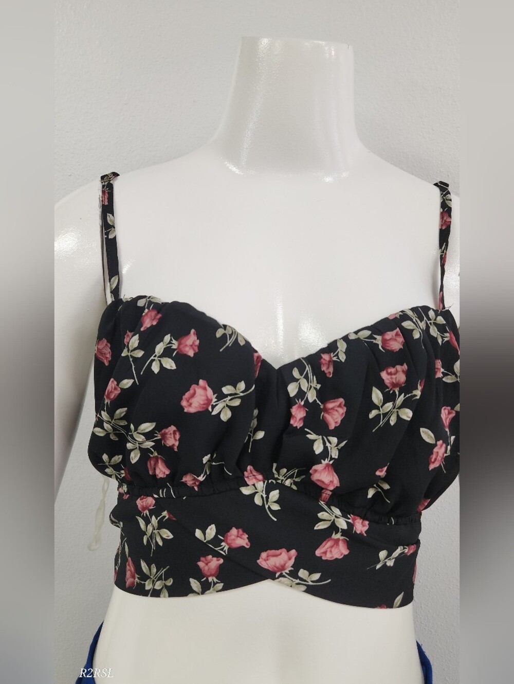 Blush BJ Y2K Black w/ pink/green Floral Halter Juniors L(fits modern xs) NWT